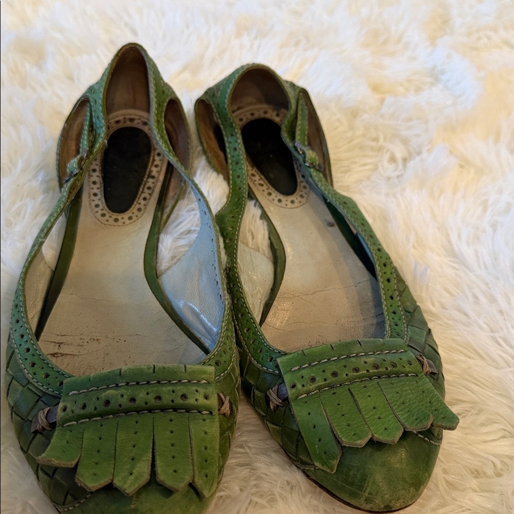 Bottega Veneta Green Leather Flats - Picture 5 of 5